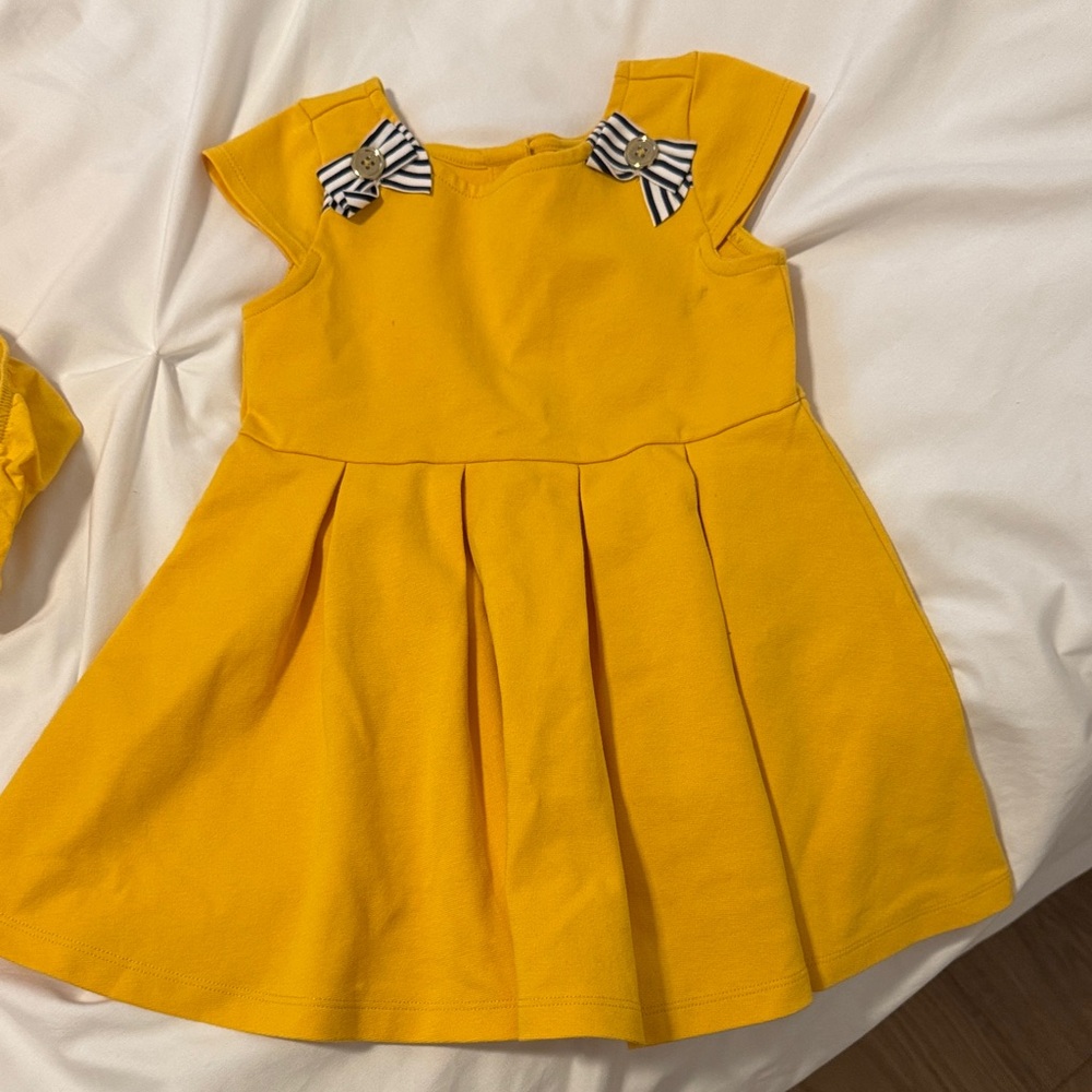 Janie & Jack Yellow Kids Dress with Bow Accents